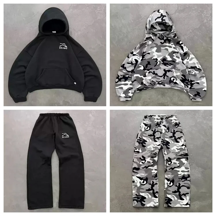 AKIMBO Retro high-street hoodie set
( 40+ colors )